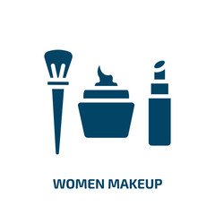 women makeup icon from beauty collection. Filled women makeup, makeup, lipstick glyph icons isolated on white background. Black vector women makeup sign, symbol for web design and mobile apps