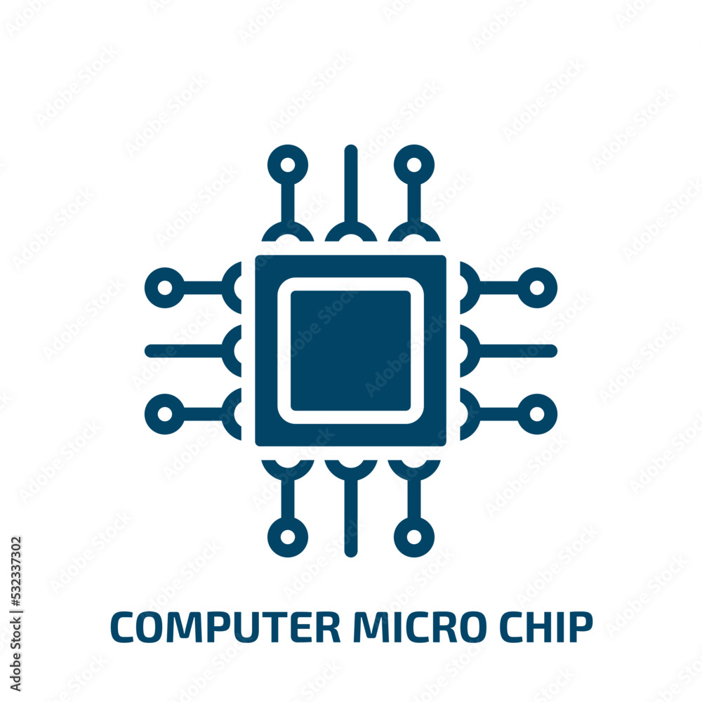 Poster computer micro chip icon from computer collection. filled computer micro chip, technology, processor