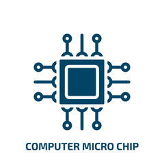computer micro chip icon from computer collection. Filled computer micro chip, technology, processor glyph icons isolated on white background. Black vector computer micro chip sign, symbol for web