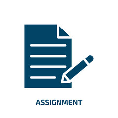 assignment icon from education collection. Filled assignment, business, checklist glyph icons isolated on white background. Black vector assignment sign, symbol for web design and mobile apps