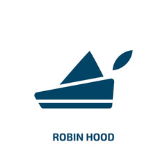 Fototapeta premium robin hood icon from education collection. Filled robin hood, cartoon, hat glyph icons isolated on white background. Black vector robin hood sign, symbol for web design and mobile apps