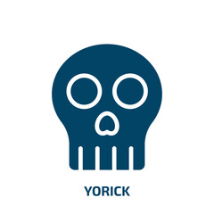 yorick icon from education collection. Filled yorick, machine, pirate glyph icons isolated on white background. Black vector yorick sign, symbol for web design and mobile apps