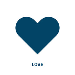 love icon from education collection. Filled love, heart, button glyph icons isolated on white background. Black vector love sign, symbol for web design and mobile apps