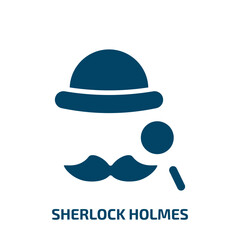 sherlock holmes icon from education collection. Filled sherlock holmes, character, hat glyph icons isolated on white background. Black vector sherlock holmes sign, symbol for web design and mobile