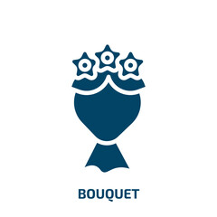 bouquet icon from education collection. Filled bouquet, gift, cake glyph icons isolated on white background. Black vector bouquet sign, symbol for web design and mobile apps
