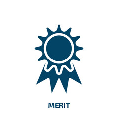 merit icon from education collection. Filled merit, achievement, honor glyph icons isolated on white background. Black vector merit sign, symbol for web design and mobile apps
