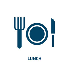 lunch icon from education collection. Filled lunch, restaurant, food glyph icons isolated on white background. Black vector lunch sign, symbol for web design and mobile apps