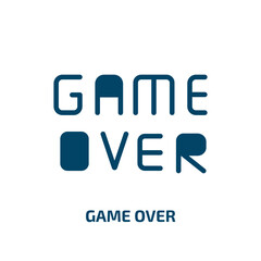 game over icon from arcade collection. Filled game over, game, over glyph icons isolated on white background. Black vector game over sign, symbol for web design and mobile apps