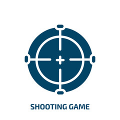 shooting game icon from arcade collection. Filled shooting game, game, competition glyph icons isolated on white background. Black vector shooting game sign, symbol for web design and mobile apps