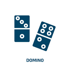 domino icon from arcade collection. Filled domino, play, dice glyph icons isolated on white background. Black vector domino sign, symbol for web design and mobile apps