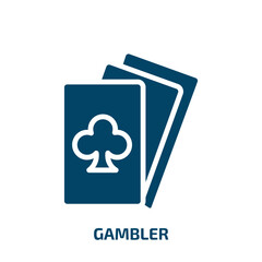 Fototapeta premium gambler icon from entertainment collection. Filled gambler, play, casino glyph icons isolated on white background. Black vector gambler sign, symbol for web design and mobile apps