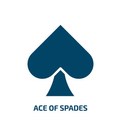ace of spades icon from arcade collection. Filled ace of spades, ace, casino glyph icons isolated on white background. Black vector ace of spades sign, symbol for web design and mobile apps