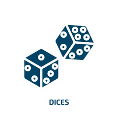 dices icon from arcade collection. Filled dices, play, fun glyph icons isolated on white background. Black vector dices sign, symbol for web design and mobile apps