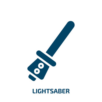 lightsaber icon from arcade collection. Filled lightsaber, fantasy, light glyph icons isolated on white background. Black vector lightsaber sign, symbol for web design and mobile apps