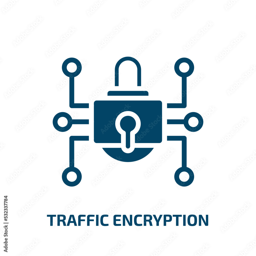 Poster traffic encryption icon from internet security collection. filled traffic encryption, data, internet