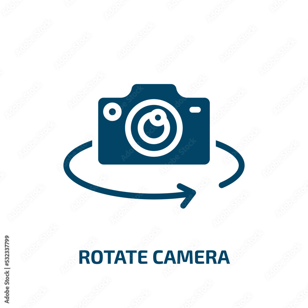 Poster rotate camera icon from internet security collection. filled rotate camera, rotate, arrow glyph icon