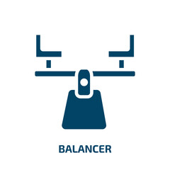 balancer icon from general collection. Filled balancer, balance, business glyph icons isolated on white background. Black vector balancer sign, symbol for web design and mobile apps