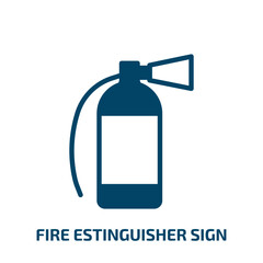fire estinguisher sign icon from general collection. Filled fire estinguisher sign, save, gas glyph icons isolated on white background. Black vector fire estinguisher sign sign, symbol for web design