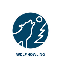 wolf howling icon from general collection. Filled wolf howling, animal, dog glyph icons isolated on white background. Black vector wolf howling sign, symbol for web design and mobile apps