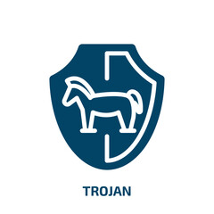 trojan icon from internet security collection. Filled trojan, data, protection glyph icons isolated on white background. Black vector trojan sign, symbol for web design and mobile apps