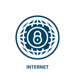internet icon from internet security collection. Filled internet, computer, business glyph icons isolated on white background. Black vector internet sign, symbol for web design and mobile apps
