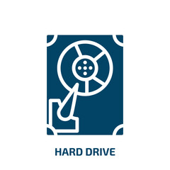 hard drive icon from internet security collection. Filled hard drive, computer, technology glyph icons isolated on white background. Black vector hard drive sign, symbol for web design and mobile apps