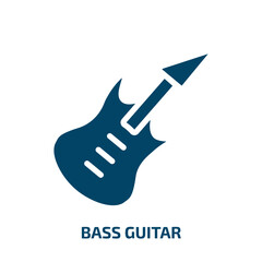 bass guitar icon from music collection. Filled bass guitar, sound, audio glyph icons isolated on white background. Black vector bass guitar sign, symbol for web design and mobile apps
