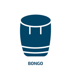 bongo icon from music collection. Filled bongo, entertainment, sound glyph icons isolated on white background. Black vector bongo sign, symbol for web design and mobile apps