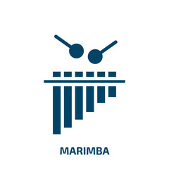 marimba icon from music and media collection. Filled marimba, equipment, entertainment glyph icons isolated on white background. Black vector marimba sign, symbol for web design and mobile apps