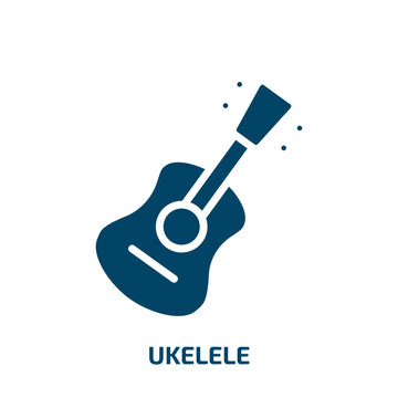 ukelele icon from music and media collection. Filled ukelele, play, sound glyph icons isolated on white background. Black vector ukelele sign, symbol for web design and mobile apps