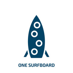 one surfboard icon from nautical collection. Filled one surfboard, summer, surfing glyph icons isolated on white background. Black vector one surfboard sign, symbol for web design and mobile apps