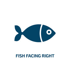 fish facing right icon from nautical collection. Filled fish facing right, facing, transparent glyph icons isolated on white background. Black vector fish facing right sign, symbol for web design and