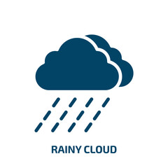 rainy cloud icon from nautical collection. Filled rainy cloud, cloud, weather glyph icons isolated on white background. Black vector rainy cloud sign, symbol for web design and mobile apps