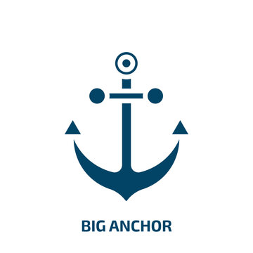 big anchor icon from nautical collection. Filled big anchor, big, metal glyph icons isolated on white background. Black vector big anchor sign, symbol for web design and mobile apps