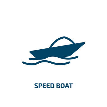 speed boat icon from nautical collection. Filled speed boat, ship, marine glyph icons isolated on white background. Black vector speed boat sign, symbol for web design and mobile apps