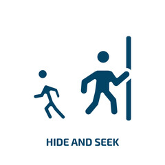 hide and seek icon from people collection. Filled hide and seek, invisible, find glyph icons isolated on white background. Black vector hide and seek sign, symbol for web design and mobile apps