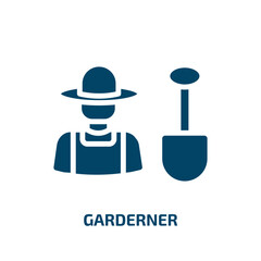 garderner icon from people collection. Filled garderner, gardening, garden glyph icons isolated on white background. Black vector garderner sign, symbol for web design and mobile apps