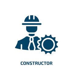 constructor icon from people collection. Filled constructor, equipment, building glyph icons isolated on white background. Black vector constructor sign, symbol for web design and mobile apps