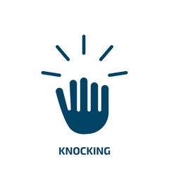 Fototapeta premium knocking icon from people collection. Filled knocking, knock, competition glyph icons isolated on white background. Black vector knocking sign, symbol for web design and mobile apps