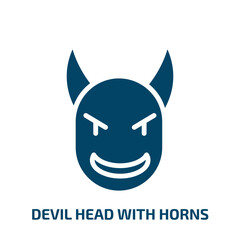 devil head with horns icon from people collection. Filled devil head with horns, head, horn glyph icons isolated on white background. Black vector devil head with horns sign, symbol for web design and