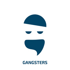 gangsters icon from people collection. Filled gangsters, gangster, hat glyph icons isolated on white background. Black vector gangsters sign, symbol for web design and mobile apps