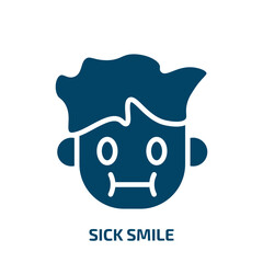 sick smile icon from people collection. Filled sick smile, smile, sick glyph icons isolated on white background. Black vector sick smile sign, symbol for web design and mobile apps