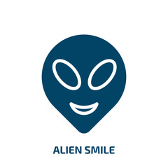 alien smile icon from people collection. Filled alien smile, alien, smile glyph icons isolated on white background. Black vector alien smile sign, symbol for web design and mobile apps