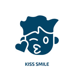kiss smile icon from people collection. Filled kiss smile, kiss, face glyph icons isolated on white background. Black vector kiss smile sign, symbol for web design and mobile apps