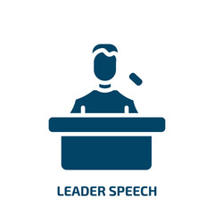 leader speech icon from people collection. Filled leader speech, leader, business glyph icons isolated on white background. Black vector leader speech sign, symbol for web design and mobile apps