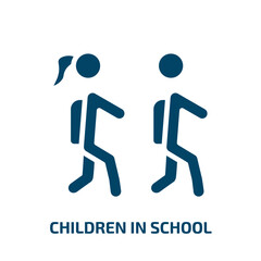 children in school icon from people collection. Filled children in school, school, education glyph icons isolated on white background. Black vector children in school sign, symbol for web design and