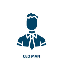 ceo man icon from people collection. Filled ceo man, ceo, man glyph icons isolated on white background. Black vector ceo man sign, symbol for web design and mobile apps