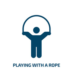 playing with a rope icon from people collection. Filled playing with a rope, rope, play glyph icons isolated on white background. Black vector playing with a rope sign, symbol for web design and