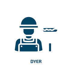dyer icon from professions collection. Filled dyer, vector, sign glyph icons isolated on white background. Black vector dyer sign, symbol for web design and mobile apps