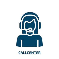 callcenter icon from professions collection. Filled callcenter, operator, phone glyph icons isolated on white background. Black vector callcenter sign, symbol for web design and mobile apps